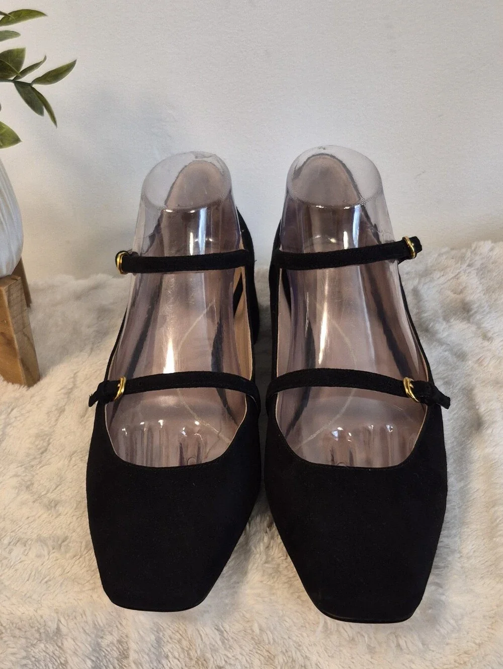 NEW Cole Haan Paxton Mary Jane Pump Black Suede Leather Square Toe Size 9.5 B